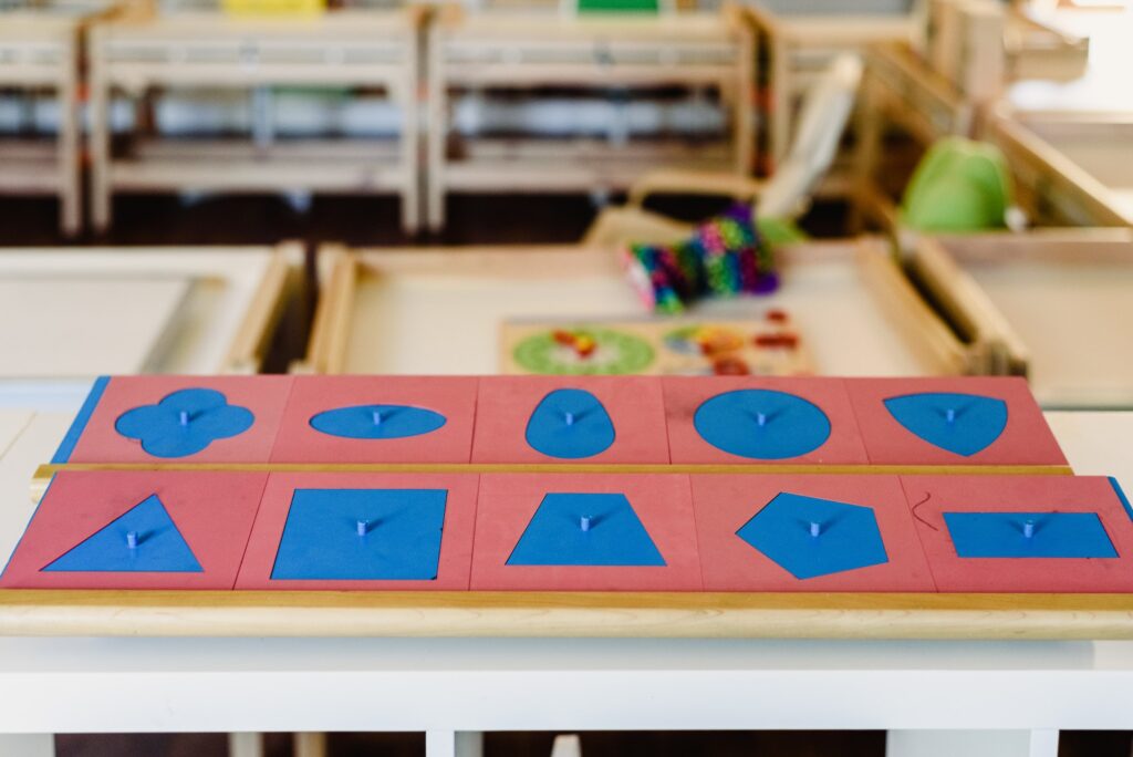 Geometry and mathematics materials in a Montessori classroom