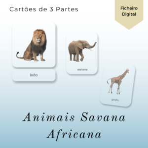 Animais Savana Africana - Cartões de 3 Partes