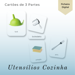 Utensílios Cozinha - Cartões de 3 Partes